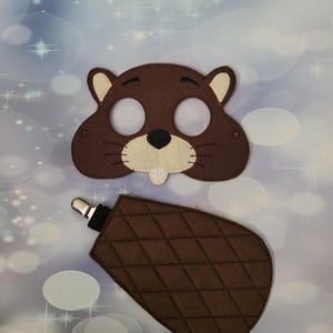 Beaver Felt Mask - Beaver Tail - Large Rodent Mask  -  Dress-Up Mask -  Kid & Adult - Pretend Play - Halloween Costume - Creative Play
