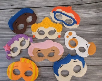 Guppy Felt Embroidered Masks - Pre-Schooler Fish Mask -  Dress-Up Mask -  Kid & Adult - Pretend Play - Halloween Costume - Creative Play