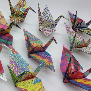 12 gru origami / fantasia "modern art" / multicolore / Decorazione / Idea regalo