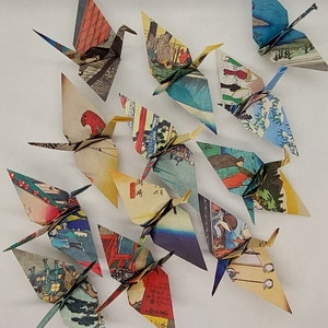 12 gru (15 cm) / stampe Hiroshige / origami/ Decorazione / Idea regalo