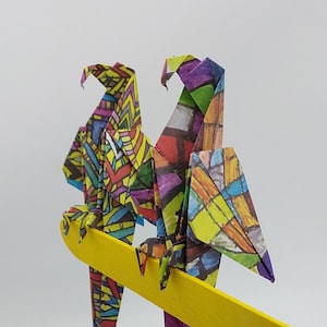 2 Pappagalli origami / fantasie "modern art" /multicolori / decorazione / idea regalo