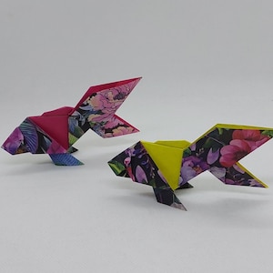 2 pesci / origami / fantasie floreali / decorazione / idea regalo / uso di colla