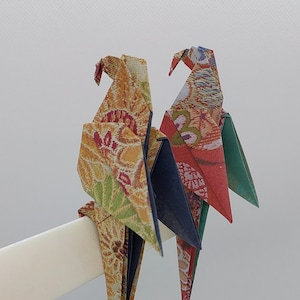 2 Pappagalli origami / fantasia kimono flowers / decorazione / idea regalo