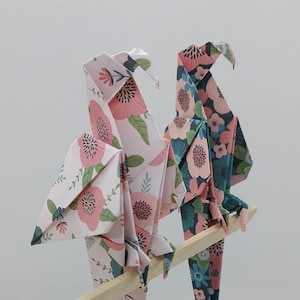 2 Pappagalli origami / fantasia con fiori / decorazione / idea regalo
