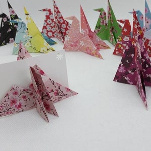 12 gru segnaposto / fantasia fiori di ciliegio / origami/ biglietto non incluso