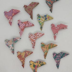 12 uccelli origami (6 cm)/ fantasia washi / decorazione /idea regalo / compleanno