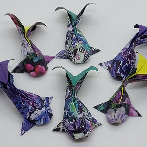 6 Carpe Koi (9 cm) /koi fish/fantasia floreale/multicolore/origami /decorazione /idea regalo