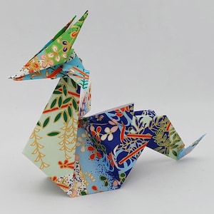 1 Drago / carta yuzen washi / riflessi dorati / origami / decorazione / idea regalo