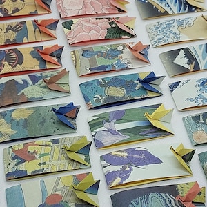 60 biglietti con gru (6cm×3cm) /origami / biglietti bomboniere / stampe Hokusai