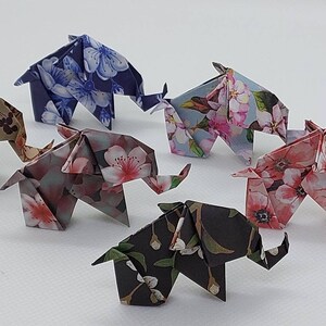 6 elefanti piccoli (5 cm)/origami/ fantasia fiori di ciliegio/idea regalo/decorazione