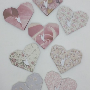 8 cuori con gru / origami / decorazione / Idea regalo / segnaposto /carta acid free / NO colla