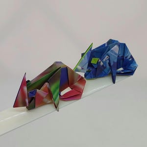 2 Camaleonti/ origami / fantasia piante grasse/ decorazione / idea regalo