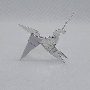 1 piccolo Unicorno Blade Runner/origami/color argento/ decorazione / idea regalo