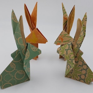 4 conigli / origami/ fantasia kraft/ segnaposto / decorazione / idea regalo