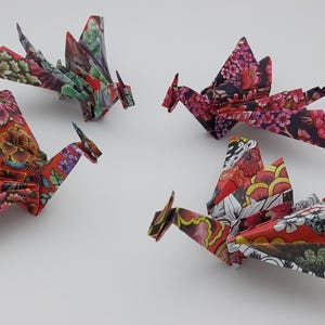 4 Draghi (10 cm) /origami / fantasia floreale/ decorazione / idea regalo