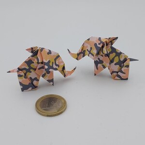 2 elefanti (5 cm)/origami/ fantasia mimetica/idea regalo/decorazione