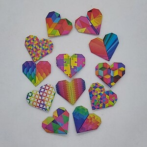 12 Cuori (5 cm)/ fantasia arcobaleno /multicolore/origami/decorazione /idea regalo / segnalibro