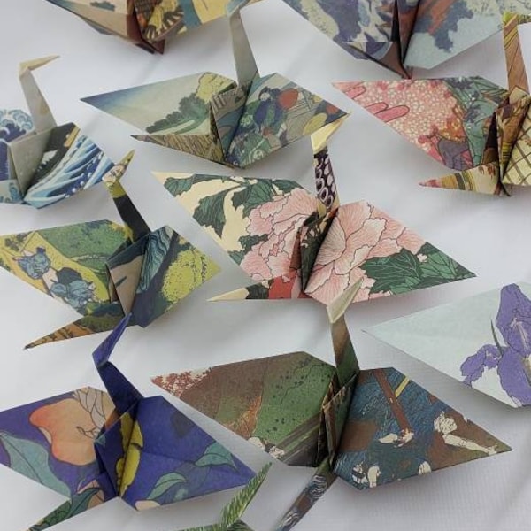 12 grues fantastiques estampes Hokusai / origami / Décoration / Idée cadeau