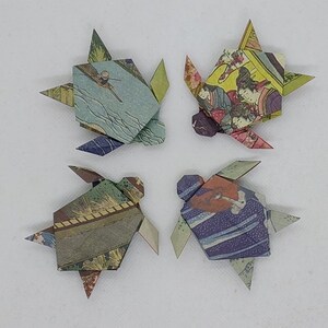 4 tartarughe origami /fantasia stampe Hokusai / Idea regalo / decorazione/ chiudipacco