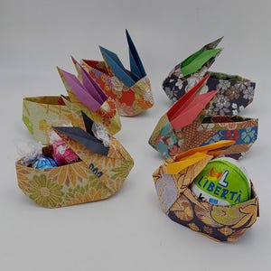 6 conigli box origami /fantasia kimono flowers/ decorazione / idea regalo/ Pasqua