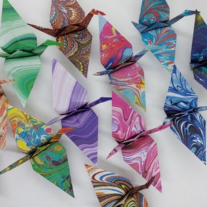 12 gru fantasia Marmorizzata/ Marbled patterns / origami/Decorazione / Idea regalo