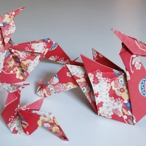Famiglia di Draghi / 3 origami/ decorazione / idea regalo