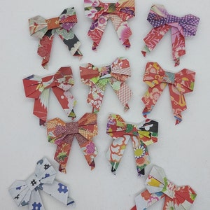10 laços com adesivo dupla face / padrão de quimono / origami / decoração / selo de embalagem / ideia de presente