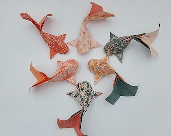 6 Carpas Koi (12 cm) / estilo boho floral fantasia / origami / decoração