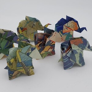 6 elefanti / origami /fantasia stampe Hokusai/idea regalo/decorazione