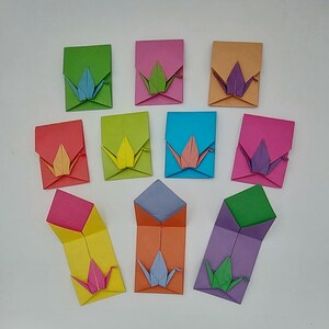10 sobres con grullas / Origami / Colores brillantes / Sobres para cartas / Sobre