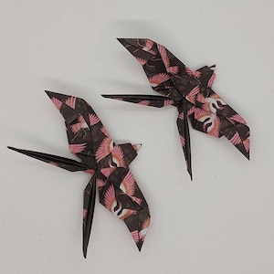2 Rondini origami /fantasia nera con gru / decorazione / idea regalo