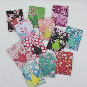 12 sobres con grullas / origami / patrón de flor de cerezo / sobres / sobres