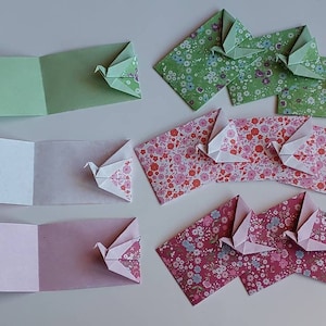 12 biglietti con gru (7,5cmx5cm) /origami /fantasie liberty floreali