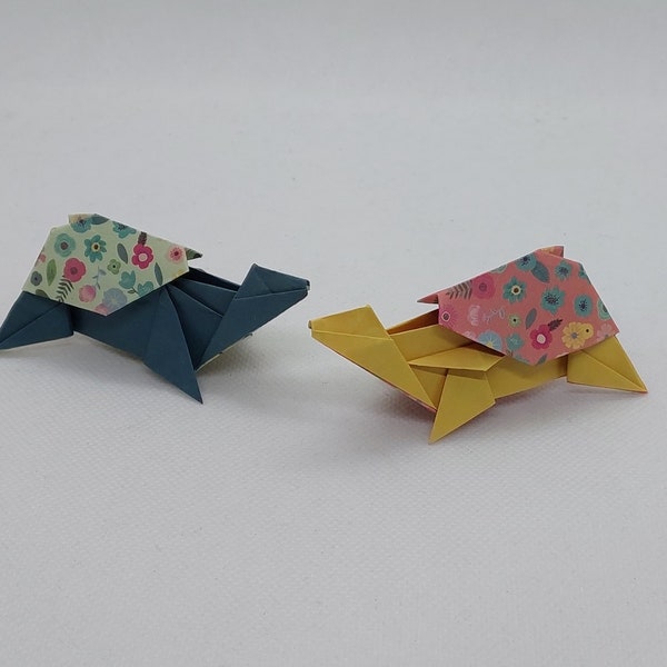 2 Testuggini origami / fantasia con fiori / idea regalo / decorazione / segnaposto