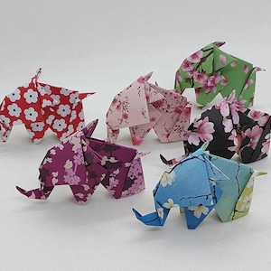 6 elefanti origami/ fantasia Fiori di ciliegio/idea regalo/decorazione