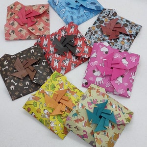 8 sobres cuadrados / origami / Patrones de perros / sobre / tarjetas / regalo