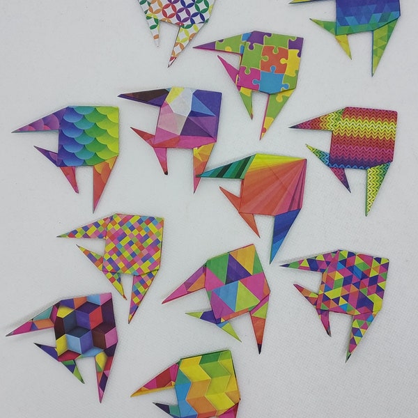 12 poissons origami / multicolore / décoration / idée cadeau / anniversaire