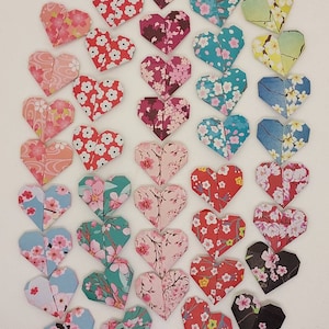 40 Cuori (4 cm)/ fantasia floreale/fiori e fiori di ciliegio/origami/decorazione /idea regalo / segnalibro