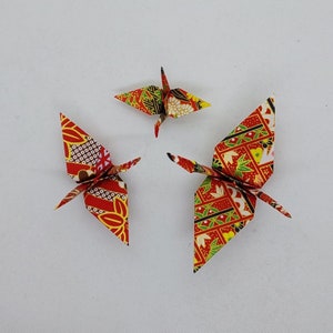 3 gru carta Yuzen/origami/ fantasia giapponese/ rosso /Decorazione / Idea regalo