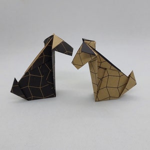 2 cani origami/ fantasia nero e sabbia/ crafty / decorazione / idea regalo / compleanno