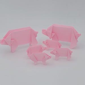 Famiglia di Maiali (6 pezzi) / origami /colore rosa/ decorazione / idea regalo