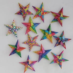 12 Stelle (6 cm) / origami/ fantasie arcobaleno /multicolori/decorazione / idea regalo