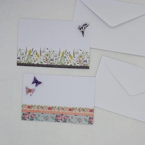 2 gedecoreerde kaarten / origami en washi tape Vintage stijl / met envelop / wenskaart / kaart