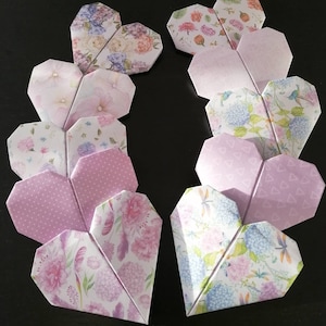 10 grandi cuori origami / fantasia fiori rosa blu  / decorazione / Idea regalo / segnalibro / segnaposto/ acid free