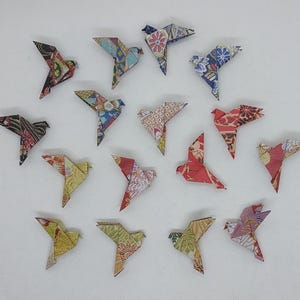 16 uccelli (4 cm)/ fantasia kimono flowers/ origami/ decorazione /idea regalo / compleanno
