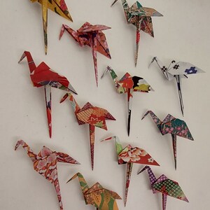 12 gru su una gamba/ origami /fantasie giapponesi/ decorazione /idea regalo/ accessori per creazioni artistiche