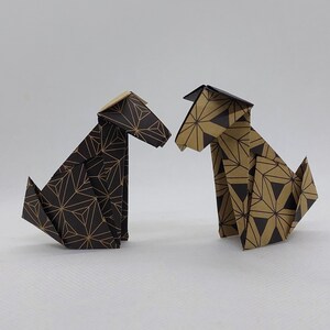 2 cani origami/ fantasia nero e sabbia/ crafty / decorazione / idea regalo / compleanno