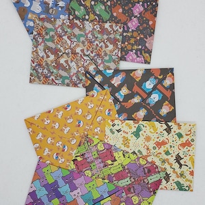 8 sobres rectangulares / origami / Patrones de Perros y Gatos / sobre / tarjetas / regalo
