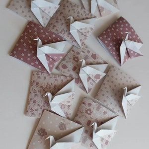 10 biglietti con gru (5cm) /origami /fantasia Romantic dream /carta acid free