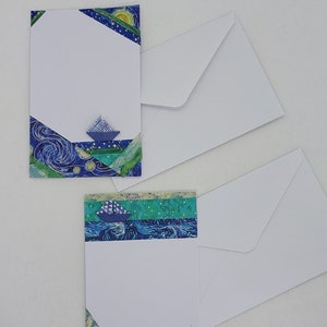 2 biglietti decorati / origami e washi tape Van Gogh / cartoncino con busta / biglietto di auguri / card